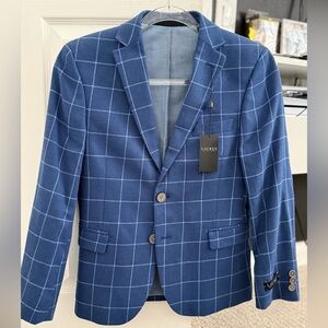 Ralph Lauren Boys Navy Windowpane Blazer